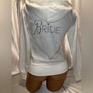 Vintage Victoria’s Secret “I do” bride hoodie full zip satin hood ring zipper